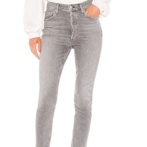 Agolde Nico Jeans Button Closure Light Gray